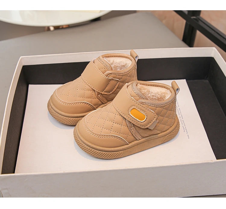 Kids'Casual Shoes Ankle Boots PU Leather Water-Resistant Winter Shoes For Children Anti-slip Warm Pink Black Shoes Size 21-31