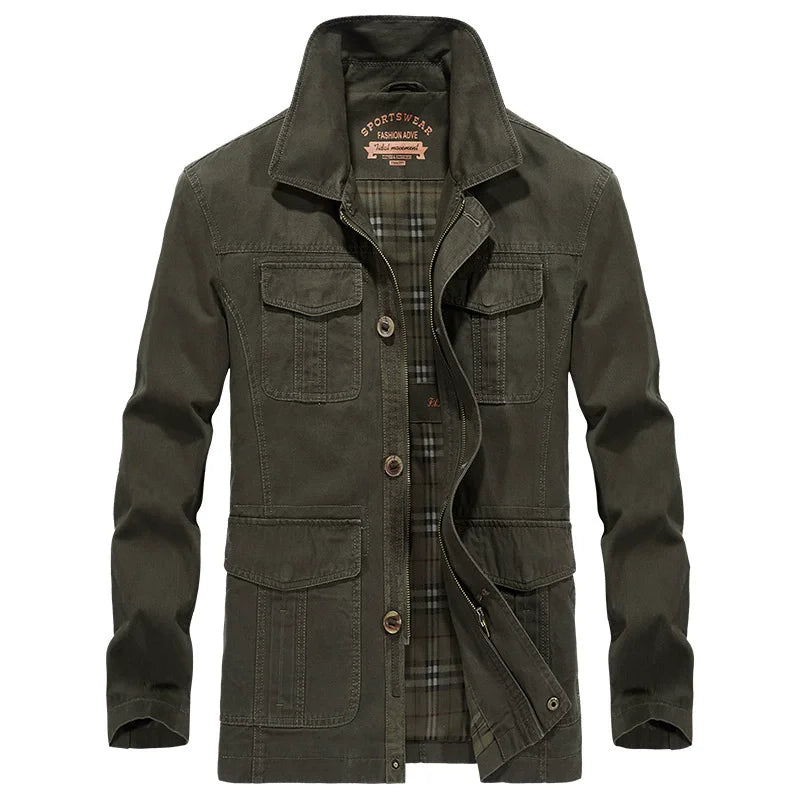Spring Autumn Long Men Jackets Army green Cargo Mulit Pockets Trench Work Outwear Casual Coat Jacket Size M-3XL 4XL