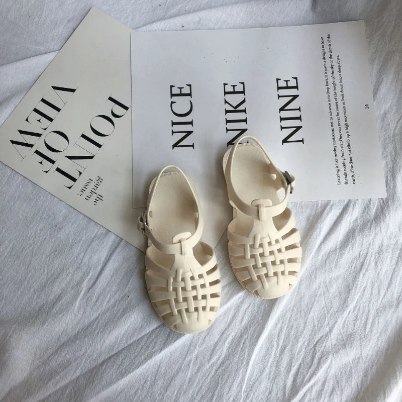 Kids Shoes Summer Sandals Baby Girls Toddler Soft Non-slip Princess Shoes Kids Candy Jelly Beach Shoes Boys Casual Roman Sandals