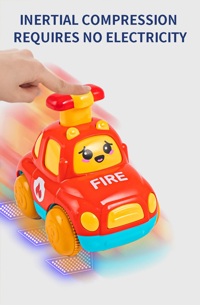 Children Toys Cars Toys for Boys 1 2 3 Ages Cartoon Inertia Press and Go Cars Toys for Kids Pull Back Fire Engine Toy Baby Gifts