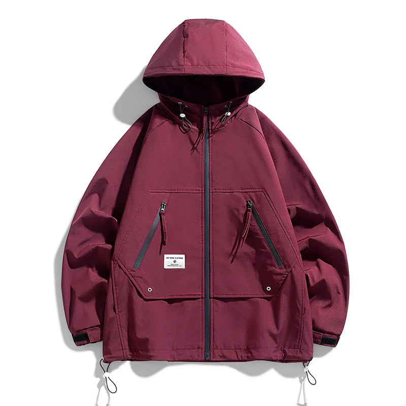 Autumn Men's Jacket Springtime Trendy Streetwear Coat Fashion Outerwear Hooded Solid Color Men Jackets Korean Version Clothing