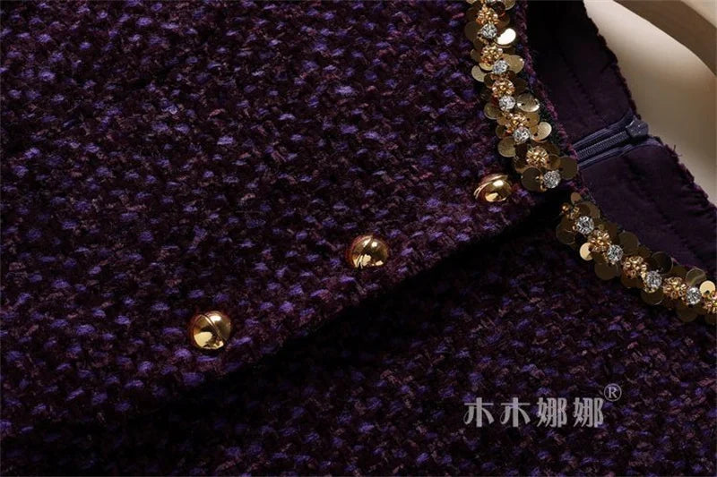 Womens Dresses Small Fragrant Tweed Vest Skirt Beaded Sequined Tweed A word Loose Dress 2025 Spring and Autumn new Women's Dress