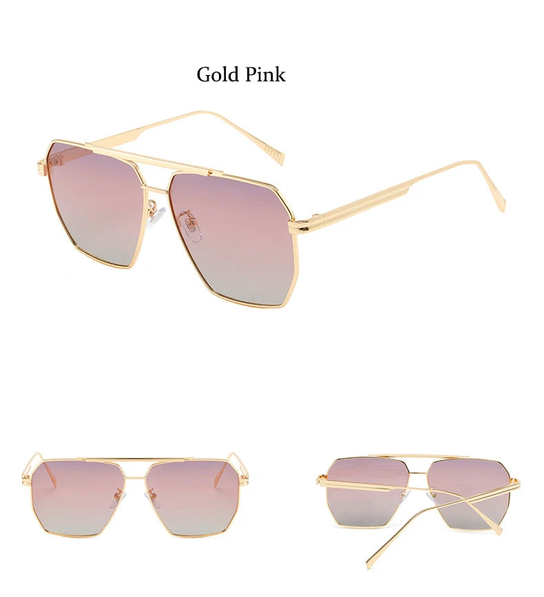 Polarized Sunglasses For Women Men Classic Brand Reflective Lens Square Trendy Sunglasses Woman High Quality Metal UV Protective