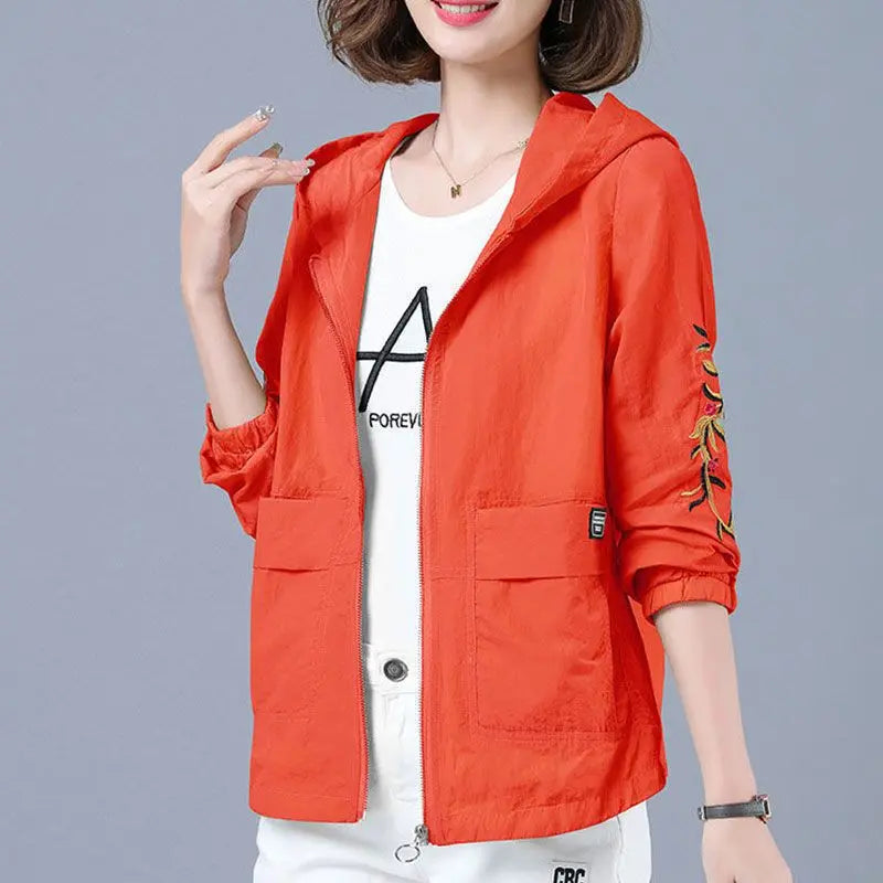 Summer Jackets For Women 2025 Outerwears Cool Thin Coat Middle Aged Mother Clothes Korea Fashion Women's Clothing Embroidery