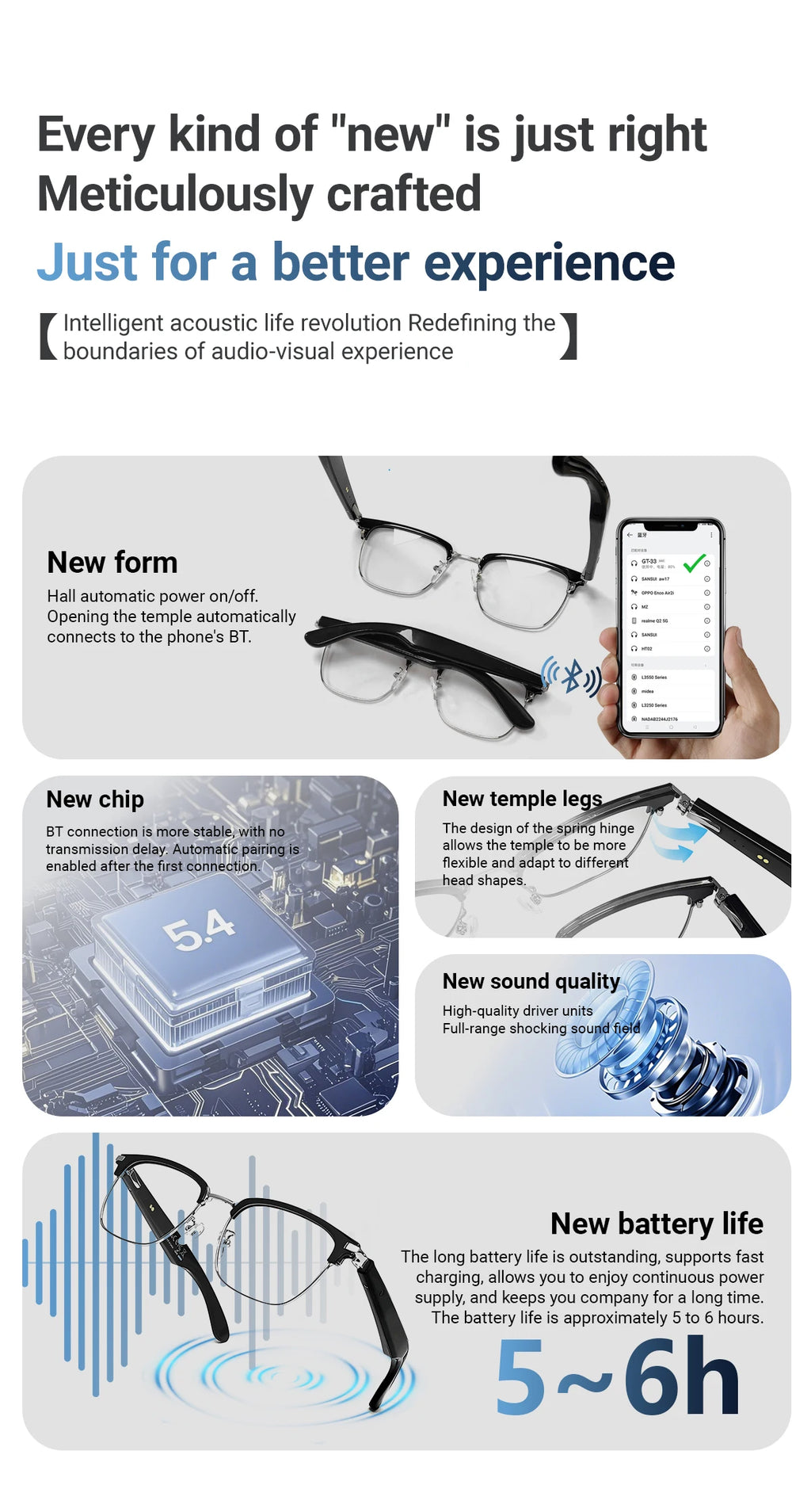 GT-33 smart glasses anti-blue light glassesTranslation Sunglasses Voice Remote Control Music Eyewear Waterproof Eyeglasses