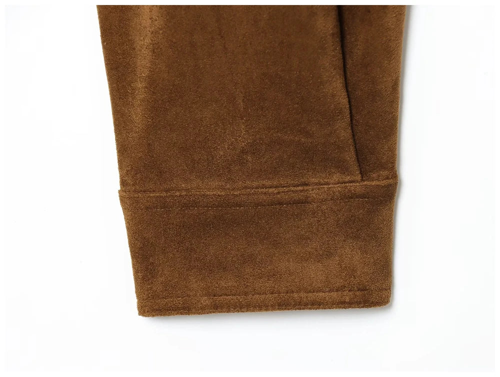 Women's Jacket 2025 New Fashion Autumn Winter Vintage Suede Jacket for Women Casual Chic Ladies Coat