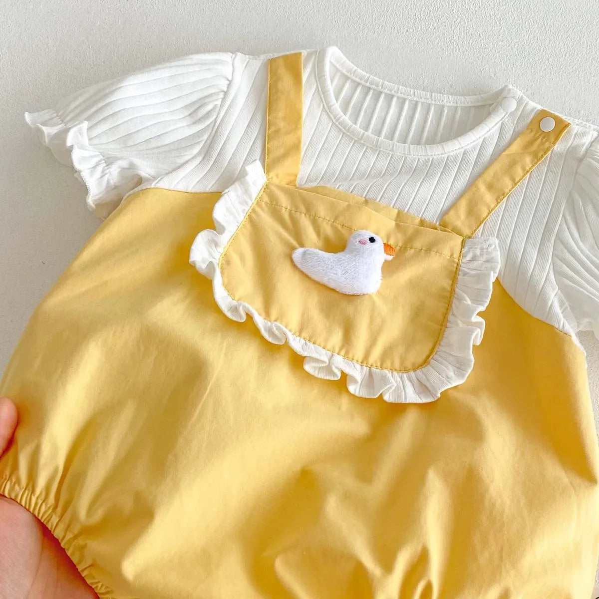 Baby Clothes Summer New Female Baby Strap Fake Two Piece Jumpsuit Newborn Super Cute Duckling