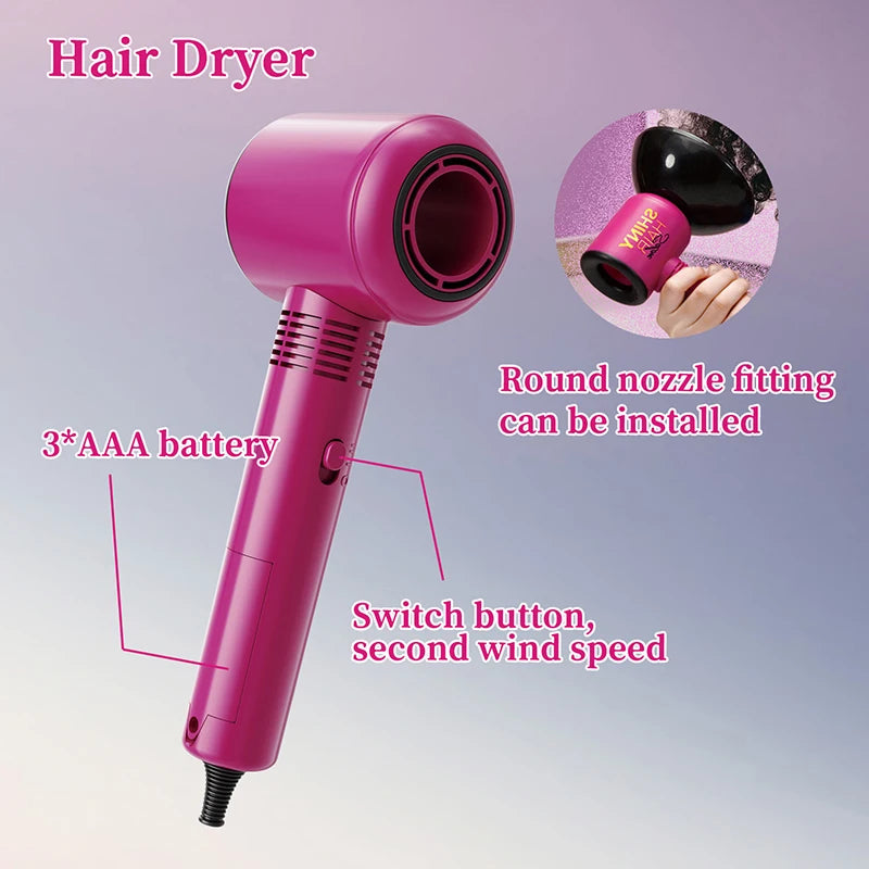 Hair Styling Play Set for Girls – Hair Clips, Mirror, Comb, Hairdryer, Hair Dye Tools – Role-Playing Kit for Ages 3+