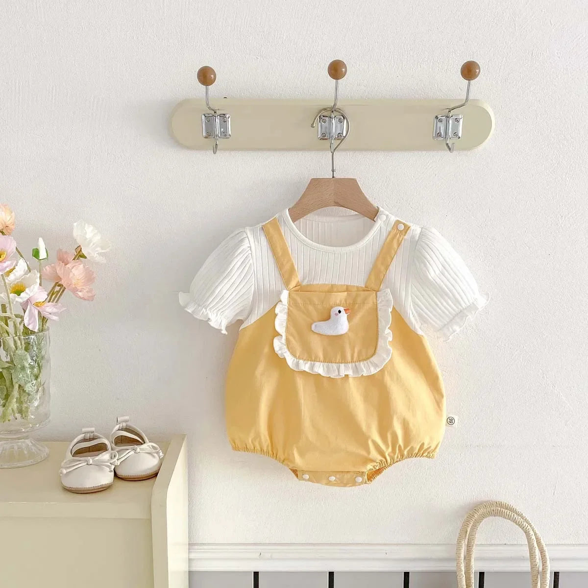 Baby Clothes Summer New Female Baby Strap Fake Two Piece Jumpsuit Newborn Super Cute Duckling