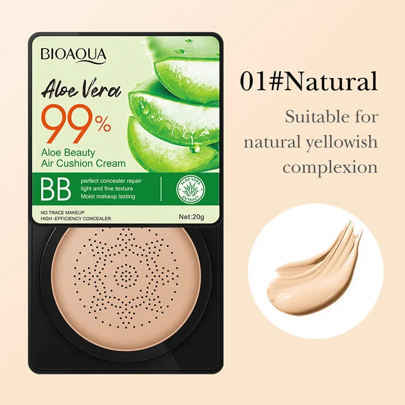 BIOAOUA Aloe Vera Beauty Air Cushion BB Cream Concealer Oil Control Brighten Skin Tone Isolation Foundation Cream Facial Makeup