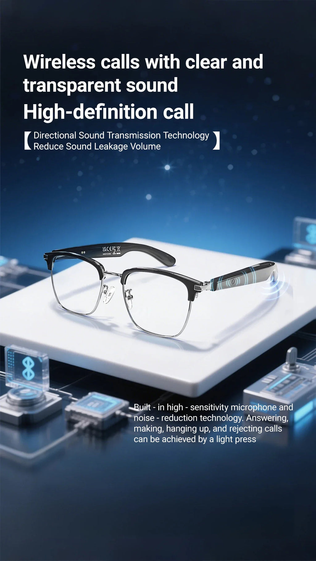 GT-33 smart glasses anti-blue light glassesTranslation Sunglasses Voice Remote Control Music Eyewear Waterproof Eyeglasses