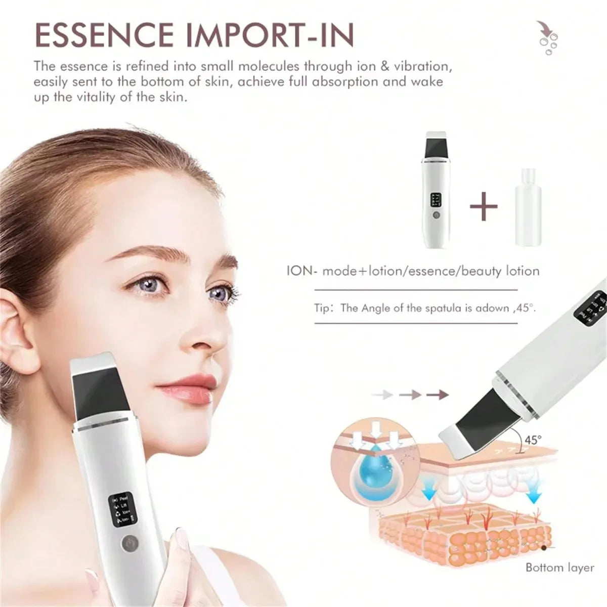 Beauty Products Professional Face Exfoliating Ultrasonic Shovel Facial Peel Cleaner Skin Scrubber Spatula Skin Care Tools