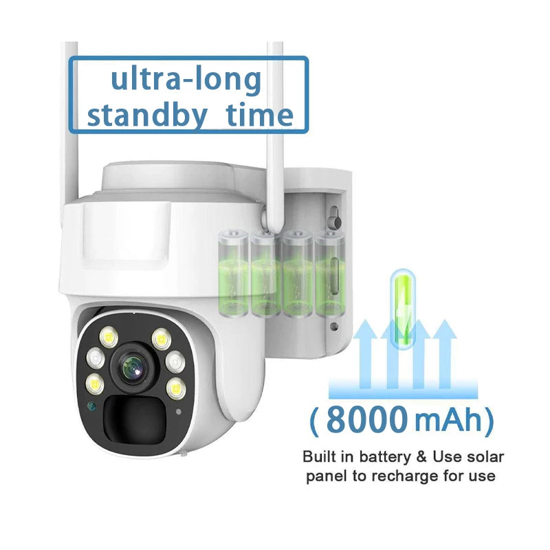 Outdoor Solar Powered Waterproof Dome Security Camera with 2.4G Wi-Fi and 8000mAh Battery factory price
