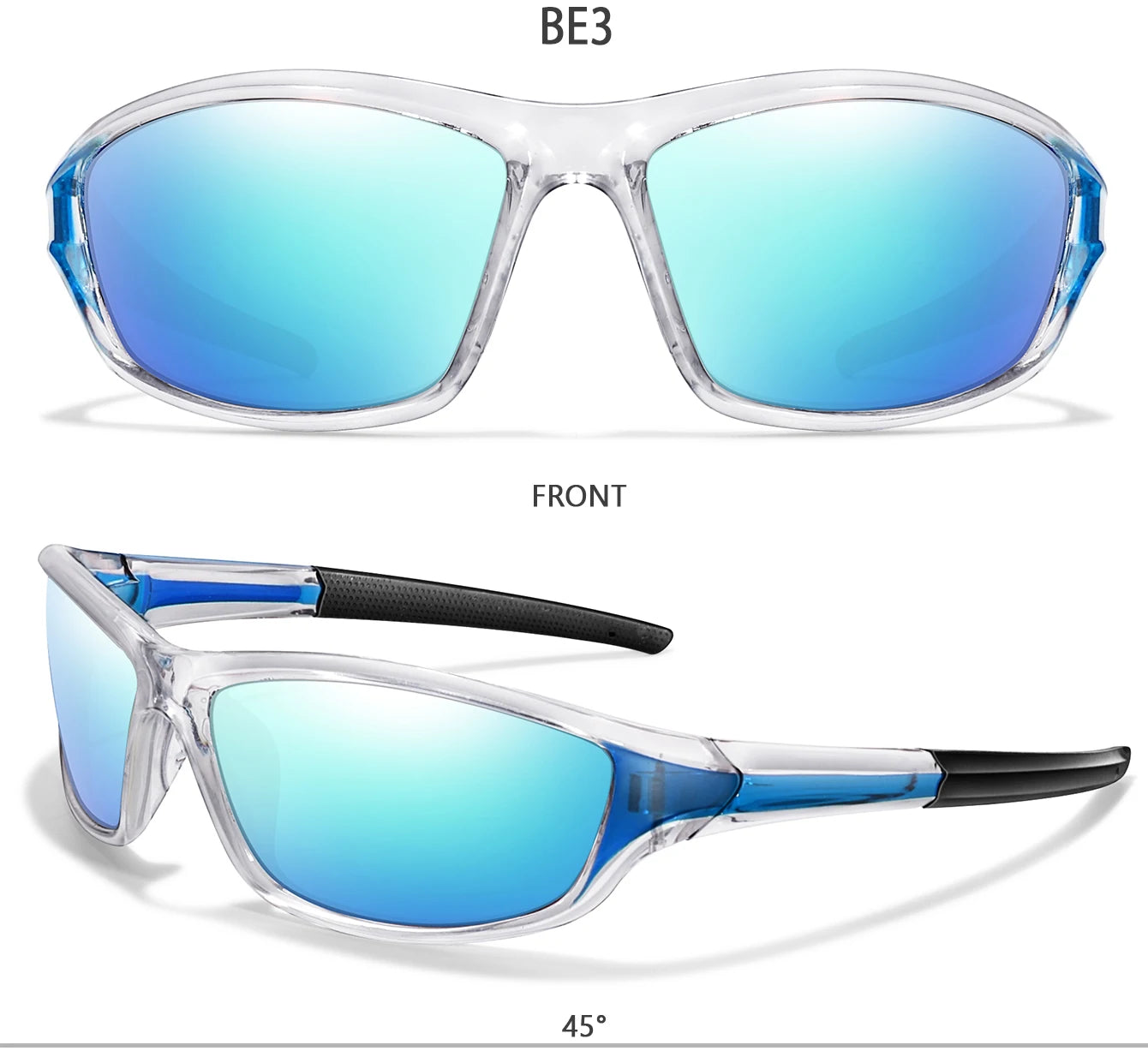 Men and Women Polarized Fishing Sunglasses Outdoor Sports Cycling Driving Hiking Eyewear Camping Travel Transparent Frame UV400