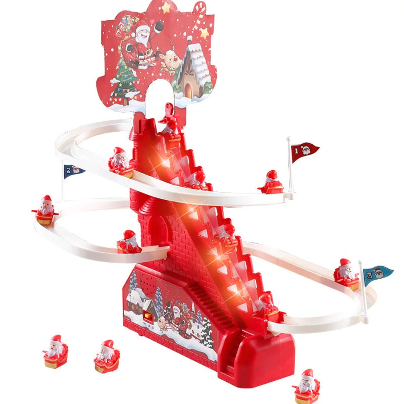 Christmas Climbing Slide Track Toy With Music Light Interactive Roller Coaster Educational Play Gift For Kids Home Decor