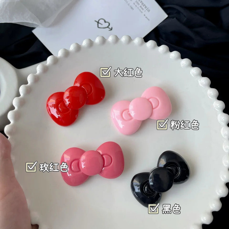 Kawaii Sanrio Bow Hairpin Hello Kittys Hair Accessories Cute Girl Heart Side Clip Bangs Temperament Jewelry Gift Sanrio Hairpin
