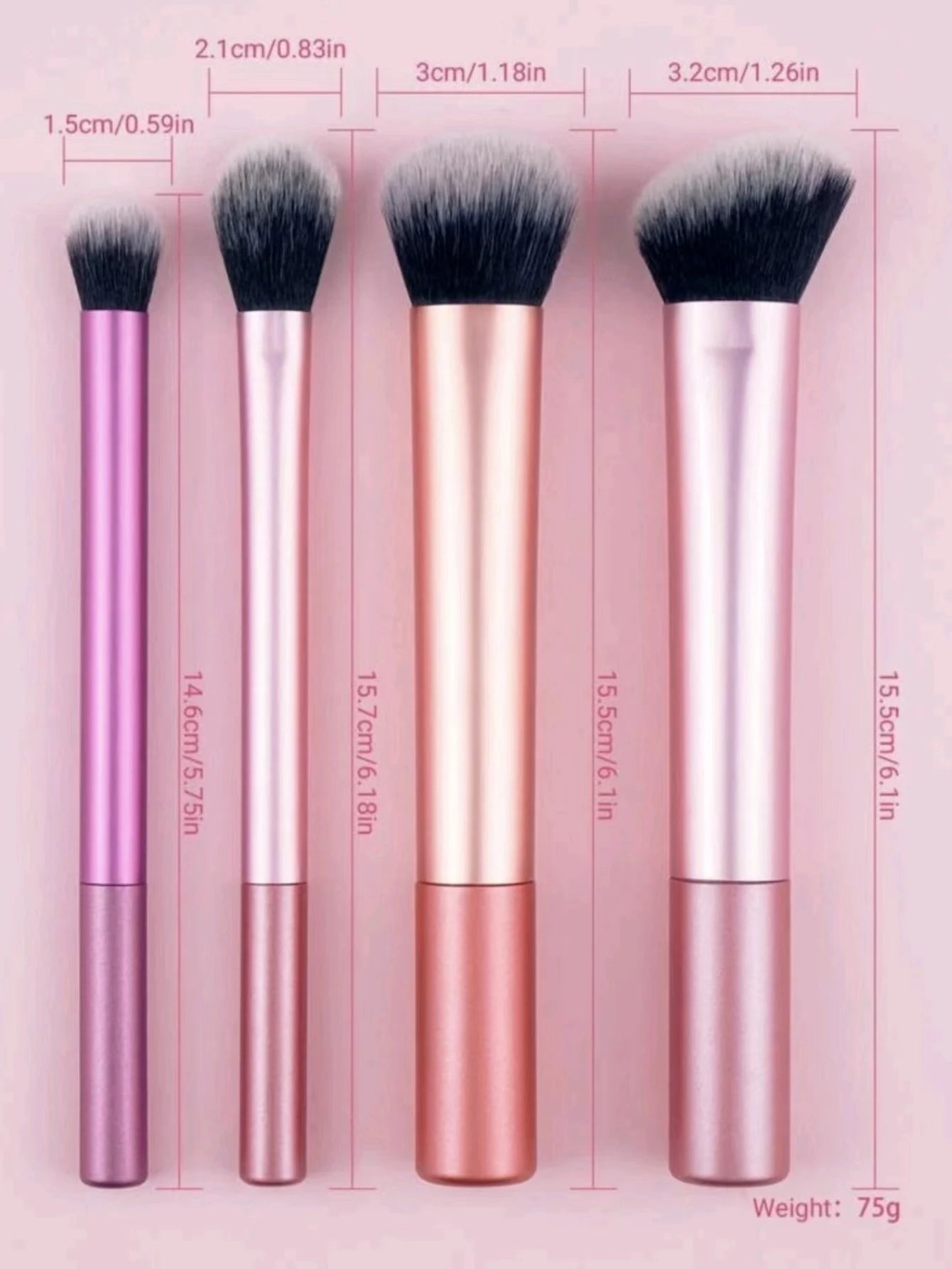 4 Long tube Makeup Brushes