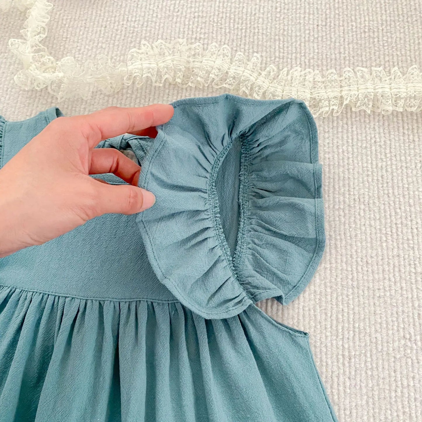 1-6Yrs Kids Clothes Summer Embroidery Dress Baby Girls Clothes Flying Sleeves Dresses Children's Clothing Vestidos Cotton Dress