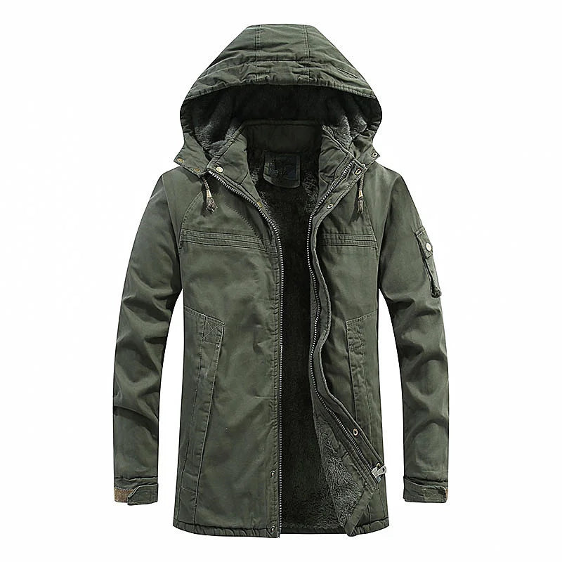 2025 Winter Men Jackets Fleece Warm Winbreaker Cotton padded Jackets Male Thicken Military Thermal Hooded jackets Clothing