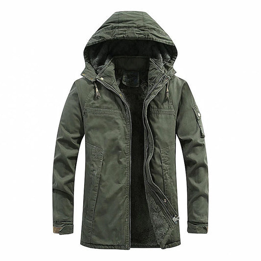2025 Winter Men Jackets Fleece Warm Winbreaker Cotton padded Jackets Male Thicken Military Thermal Hooded jackets Clothing