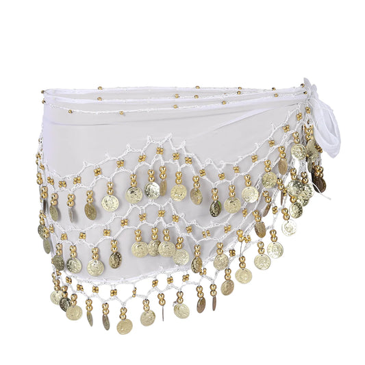 Fringe Dress Chiffon Dresses for Women Dance Hip Skirt Scarf Belly White Women's