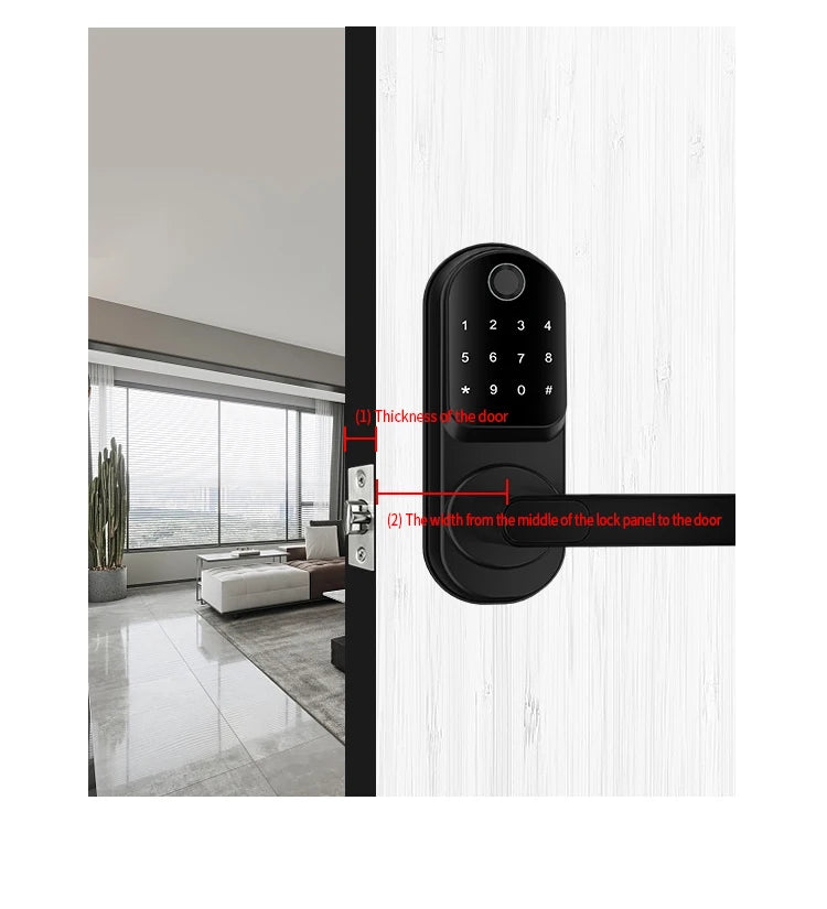 Smart TUYA Fingerprint Door Lock App Remote Control Keyless Bluetooth Digital Touchscreen Lock NFC Waterproof With Card And Key