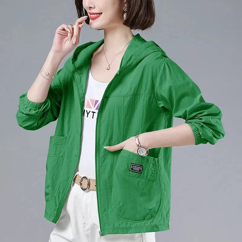2025 New Summer Women Jacket Waterproof Sun Protection Clothes Thin Lightweight Jacket Women Quick Dry Sport Coat Windbreaker