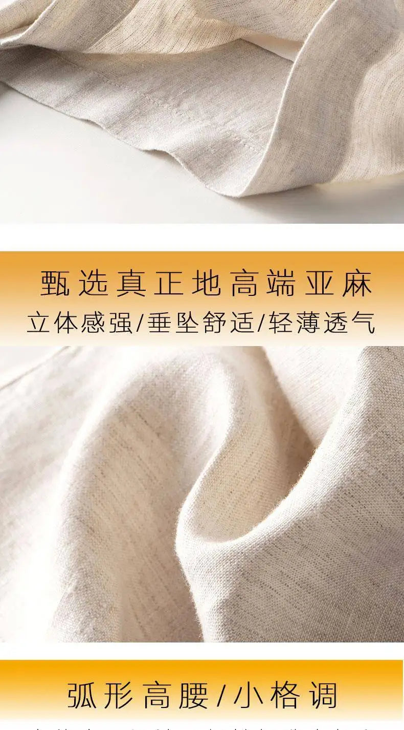 Women's Pants Summer Cotton Linen Wide Leg Pants Full Length Casual Solid White Loose High Waist Straight Trousers Women