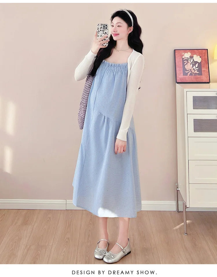Pregnant Women's Dress 2025 Summer New Style Temperament Small Fresh Age Reducing Polka Dot Long Skirt