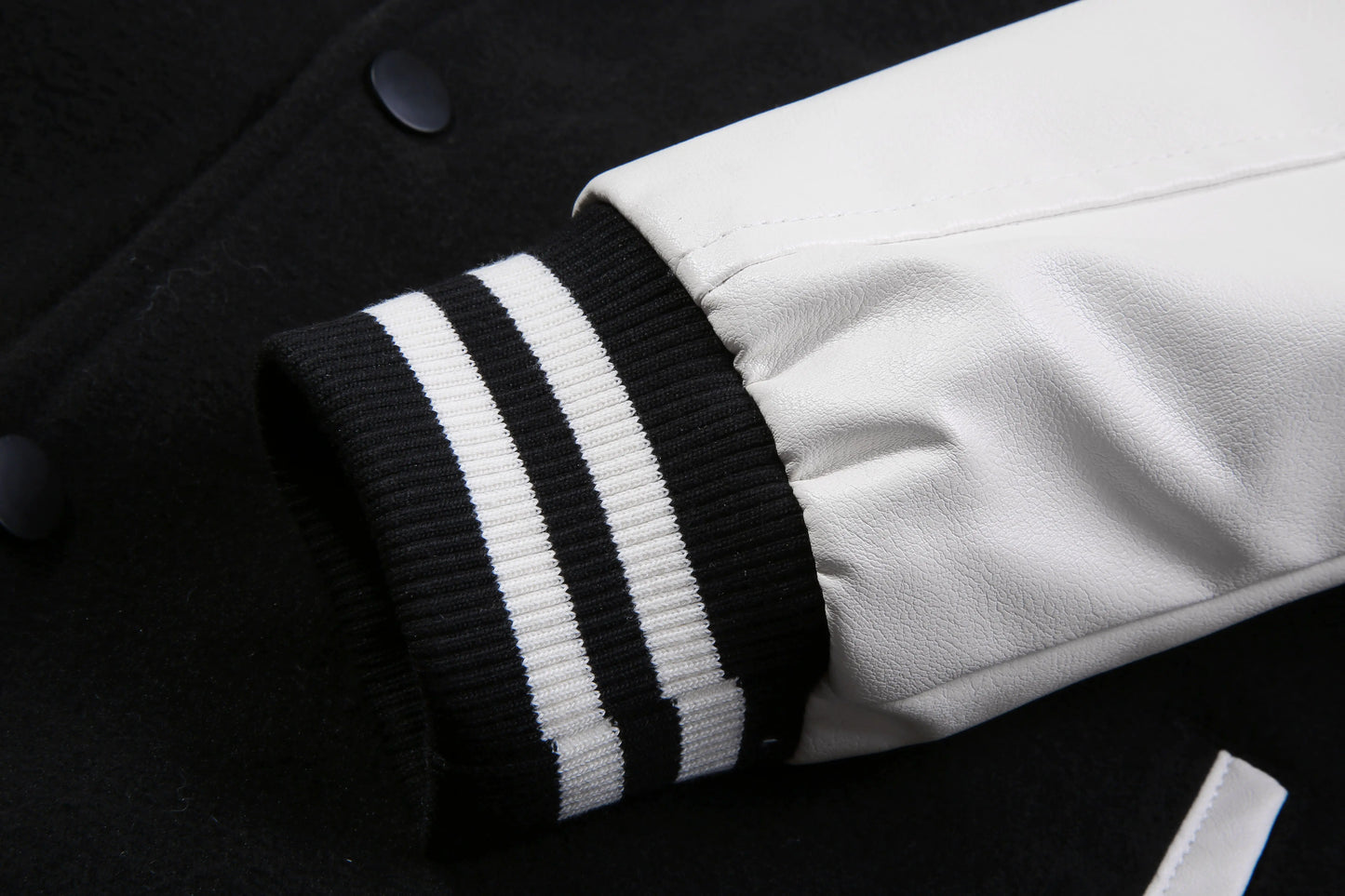 Autumn Red Black Casual Leather Sleeves Wool Unisex University Baseball Letterman Varsity Men  Jackets