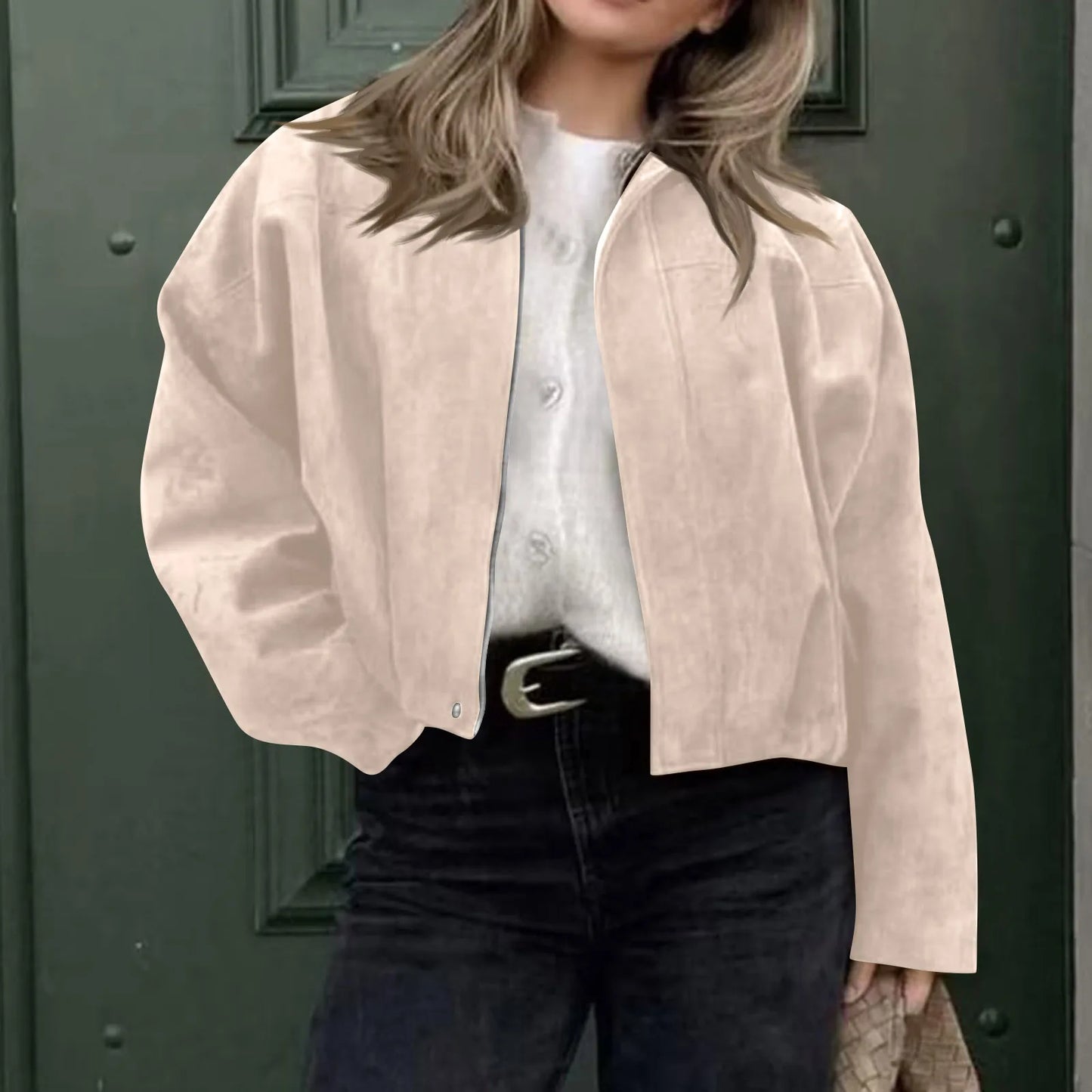 Women's Jacket Fashionable Long Sleeve Zip Up Cropped Coat Autumn Streetwear Cropped Jackets Chic Street Youth Casual Jackets