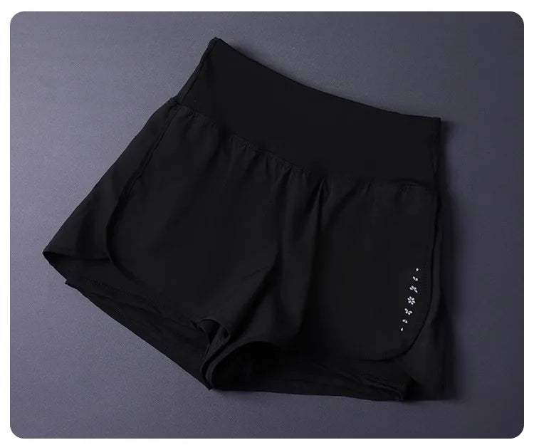 Women's 2 in 1 Shorts with Pockets - Lightweight Breathable Loose Anti-Disclosure Split Side for Yoga Running Gym