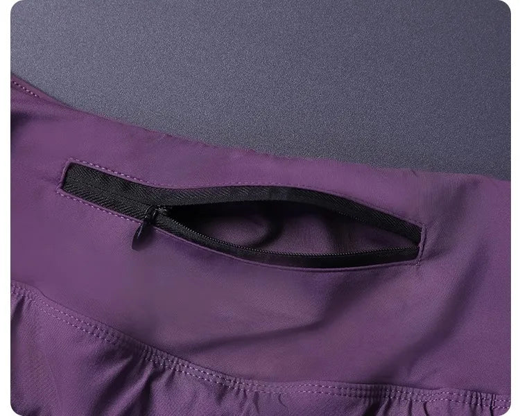 Women's 2 in 1 Shorts with Pockets - Lightweight Breathable Loose Anti-Disclosure Split Side for Yoga Running Gym