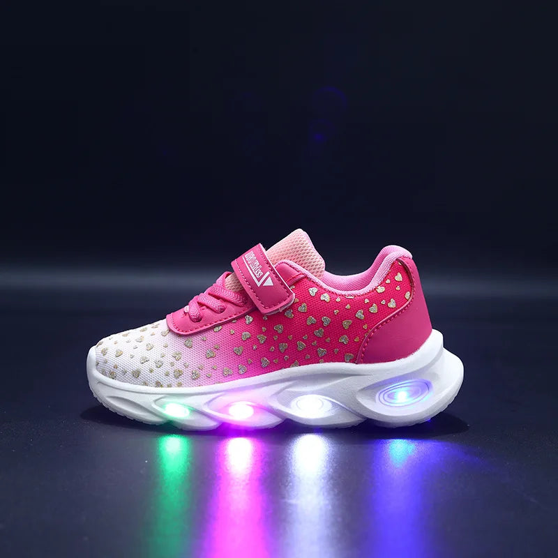 Kids' Casual Shoes Children Led Light Spring Outdoor Sneakers For Breathable Anti-slip Black  Blue Pink Size 21-30