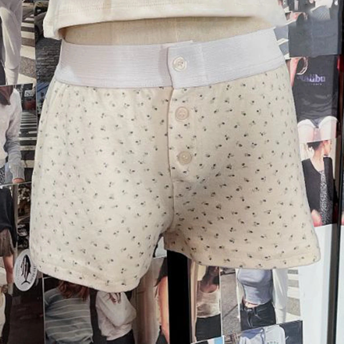 Purple Floral Print Home Shorts Summer Patchwork Elastic Waist Straight Short Pant Casual Cute Cotton Pants Woman Clothing