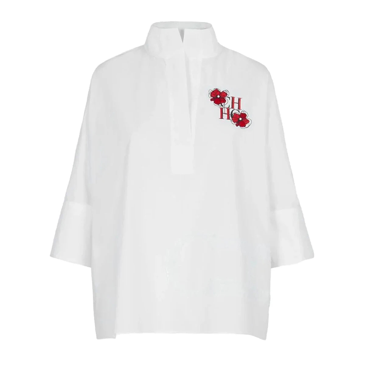 CHCH Women's T-shirt 2025 New White Cotton Top 3/4 Sleeves Simple