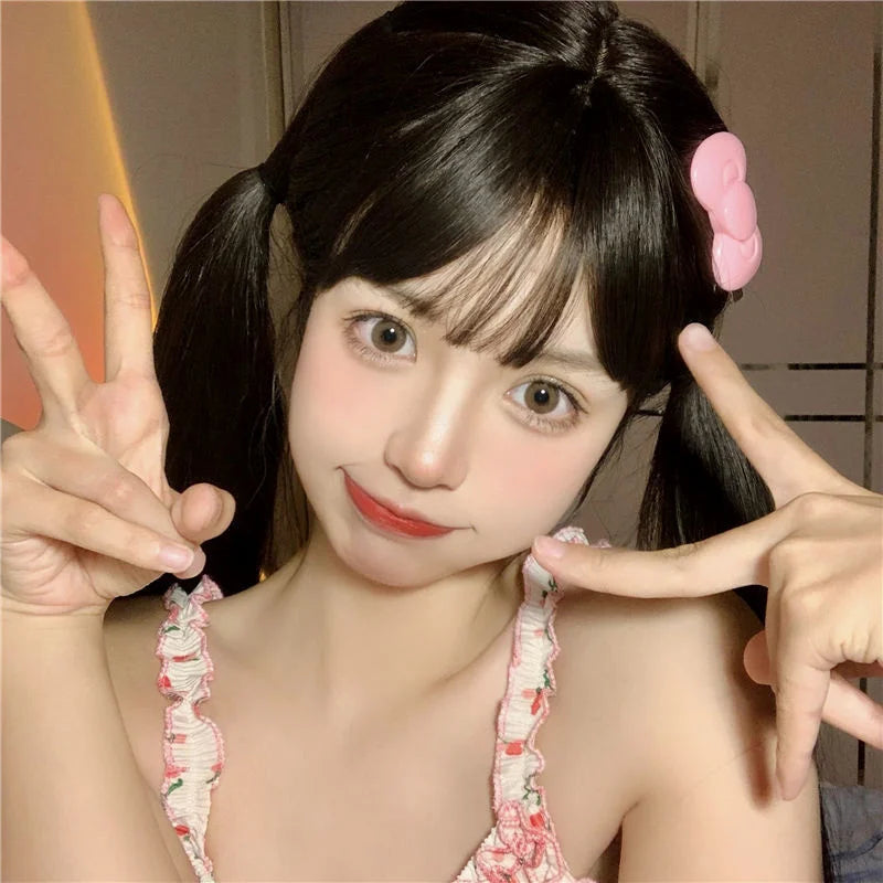 Kawaii Sanrio Bow Hairpin Hello Kittys Hair Accessories Cute Girl Heart Side Clip Bangs Temperament Jewelry Gift Sanrio Hairpin