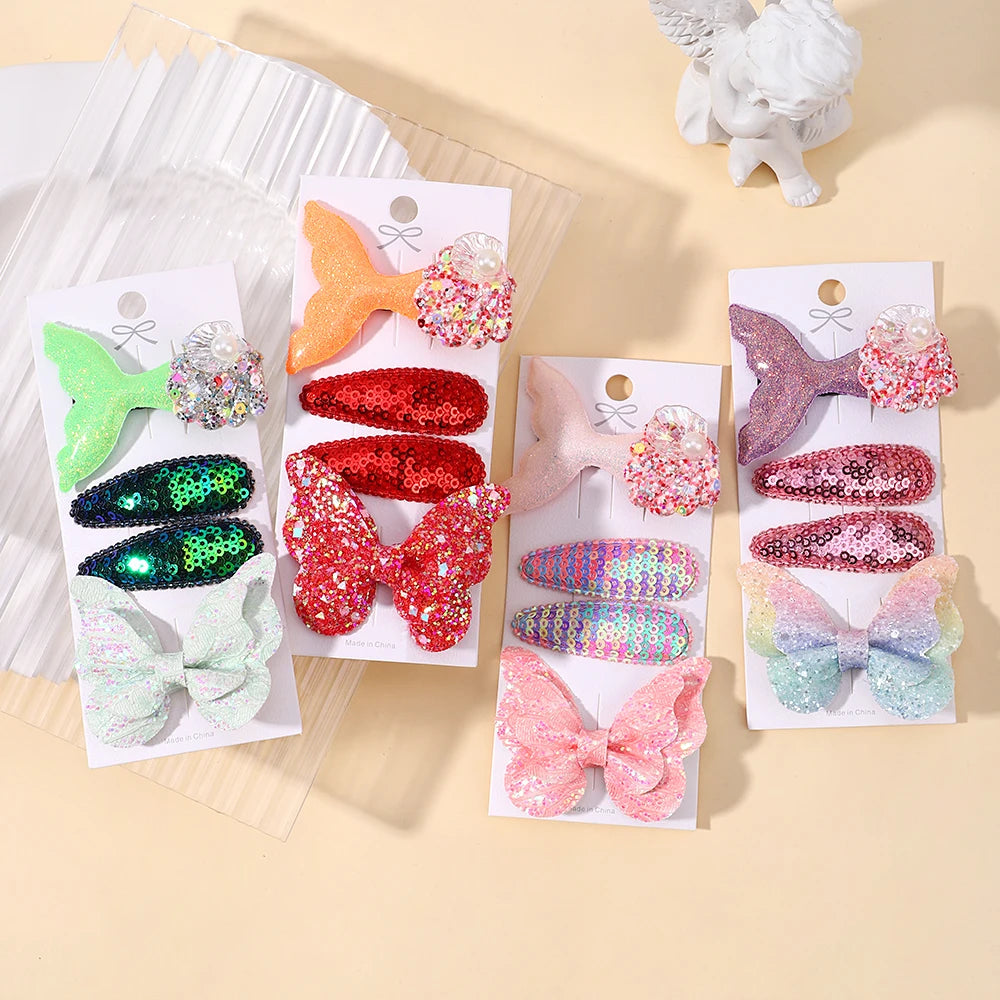 Kids Fresh Hair Clip Set Flower Printe Sweet Butterfly Hairpins Children BB Hair Bangs Clips Barrettes Girl Accessories Headwear