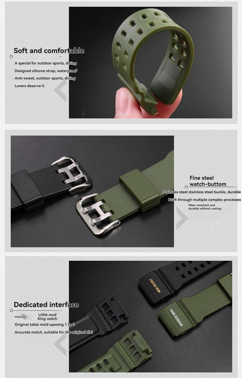 Resin Band for Casio G-SHOCK GG-1000/GWG-100/GSG-100 Mudmaster, Shockproof Watch Strap Replacement Outdoor Sports Accessories