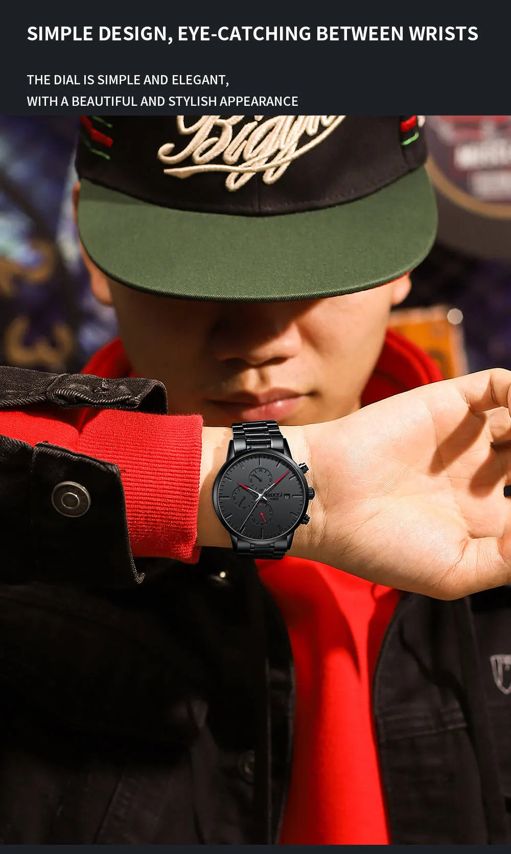 NIBOSI Men's Watches Analog Minimalist Black Dial Watch for Men Business Chronograph Military Casual Wristwatch Stainless Clock