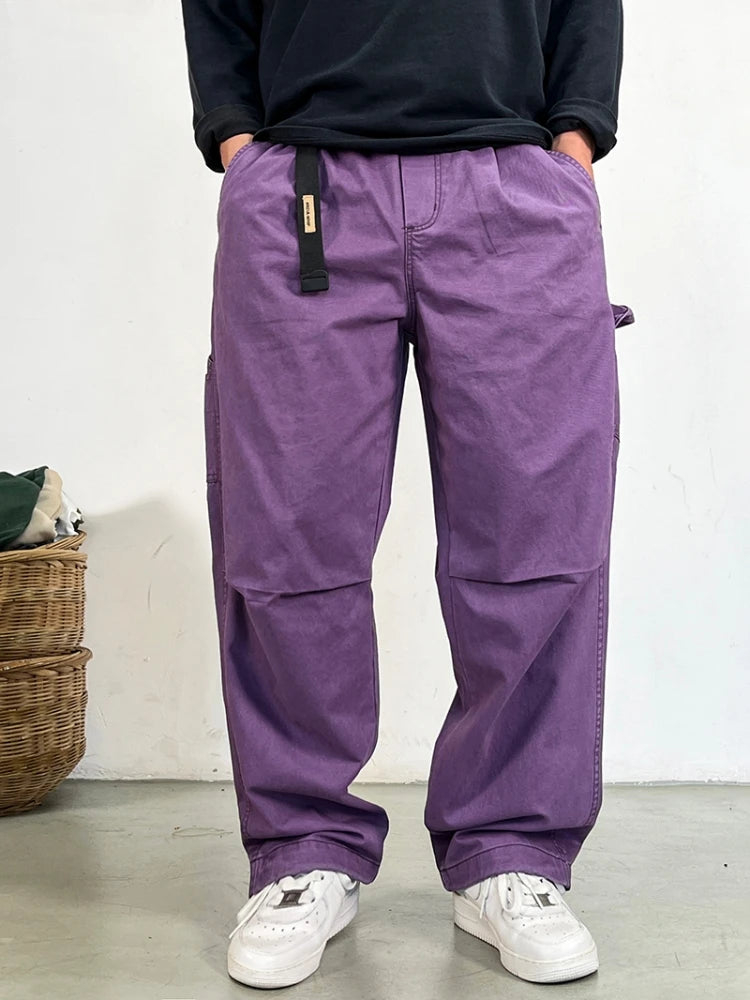 American High Quality Vintage Plus Size Cargo Men Pants Streetwear Baggy Casual Pants Harajuku Trend Straight-Leg Trousers Male