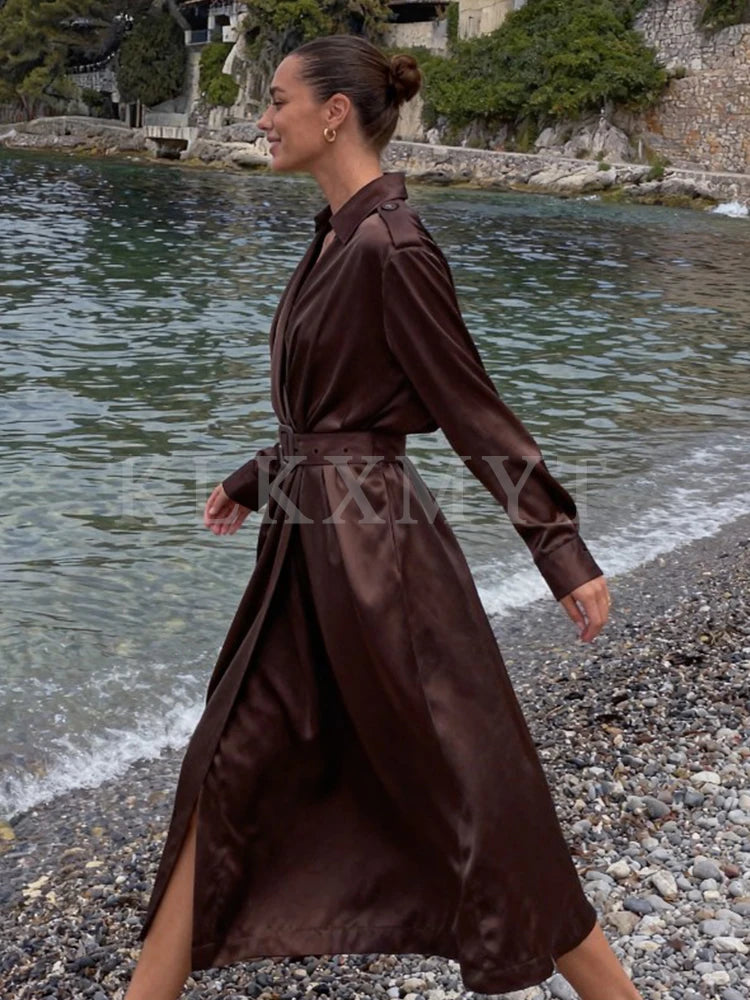 Women Leisure Dress 2025 Women Spring Autumn Fall New Fashion long sleeves With Belt Dresses Women Elegant Party Dress Dress