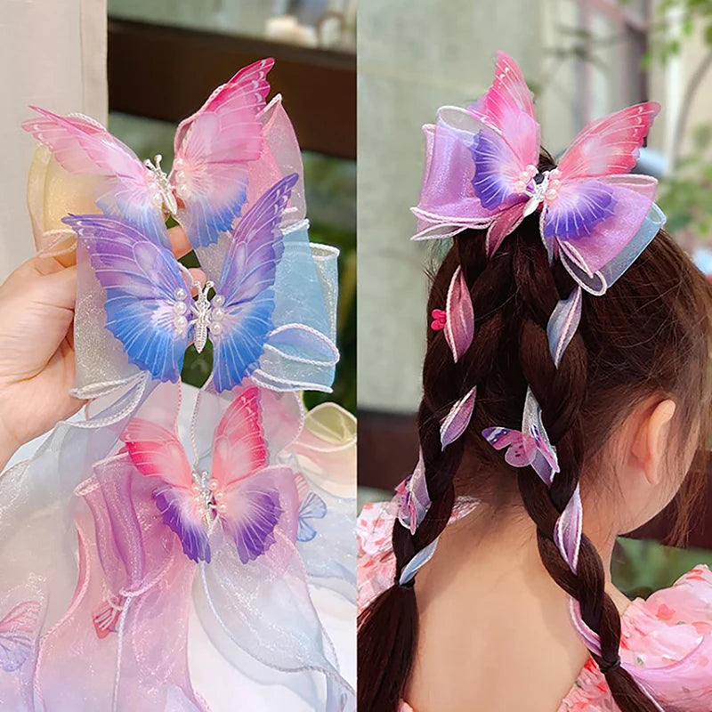 Children's Hair Accessories Bows Ribbons Braided Hairpins Headdresses Summer Girls Princess Hairpins