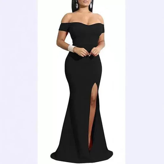 Evening Dresses فساتين سهرة Elegant Women's Off Shoulder High Split Long Formal Party Dress Evening Gown