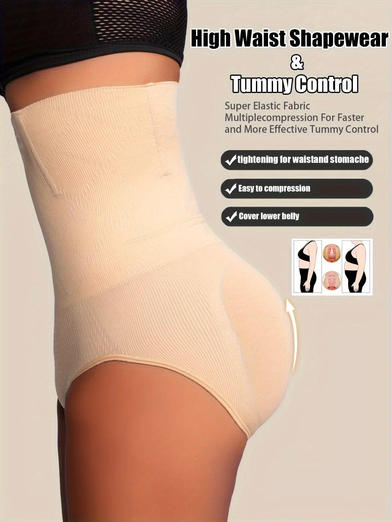 Slimming Shapewear for Women - Tummy Control High Waist Trainer with Butt Enhancer