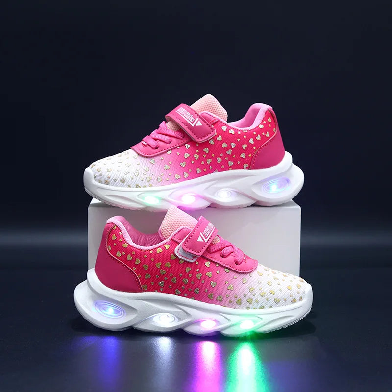 Kids' Casual Shoes Children Led Light Spring Outdoor Sneakers For Breathable Anti-slip Black  Blue Pink Size 21-30