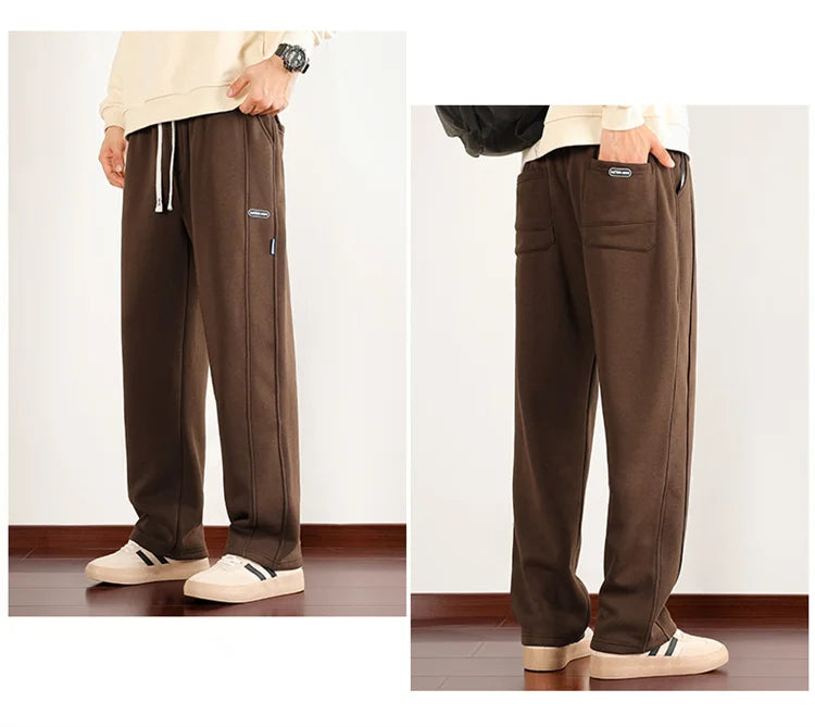 Big Size 10XL Men Pants Fleece Lined Jogger Trouser Male Plus Large 9XL 8XL Winter Autumn Bootcut Cuffed Elastic Sweatpant Loose