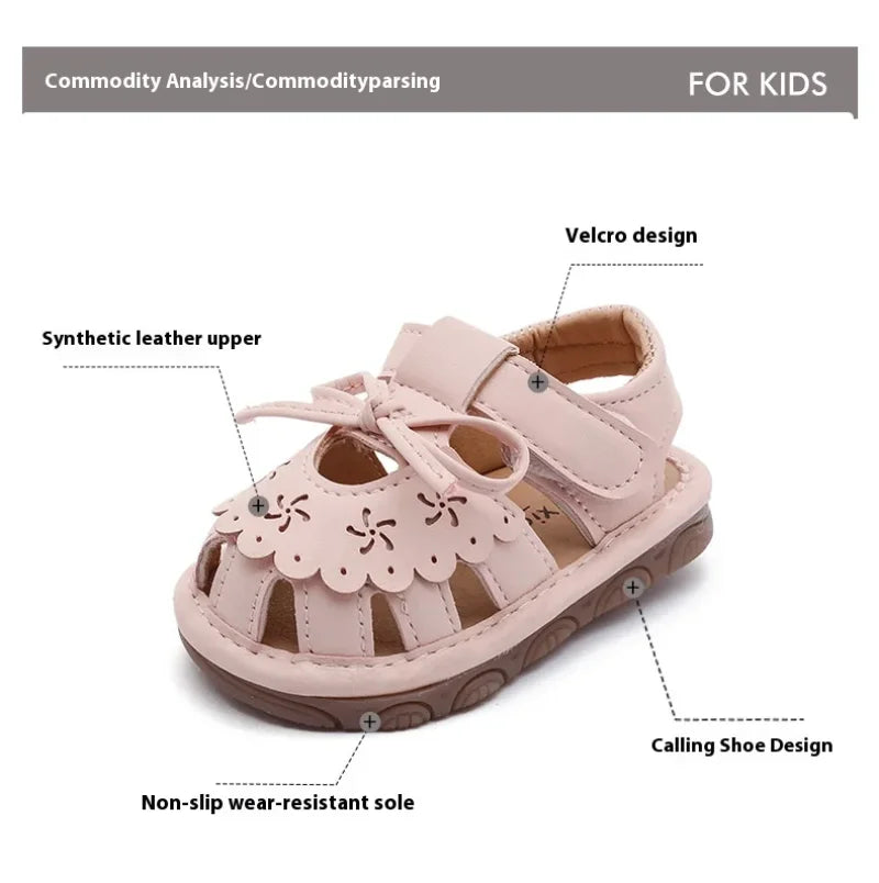 Baby Walking Shoes Package Head Call Sandals Soft Bottom Non-slip Hollow Breathable Casual Shoes 0-2 Years Old Princess Shoes