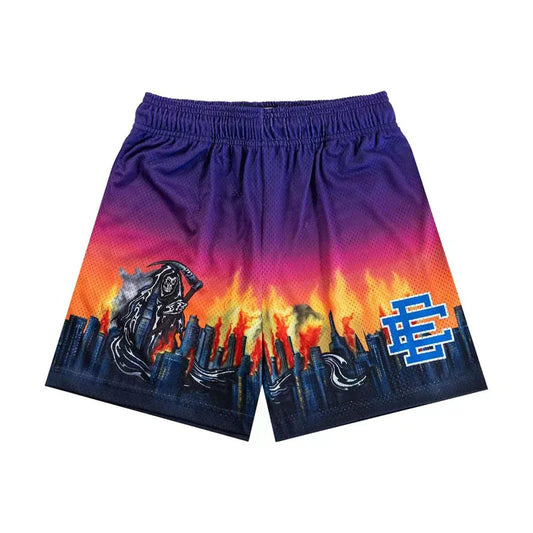 2025 New EE Eric Emanuel  Basic Mesh Short Classic Floral Printed Gym Shorts Men's Gym Basketball Sports Beach Shorts Men Shorts