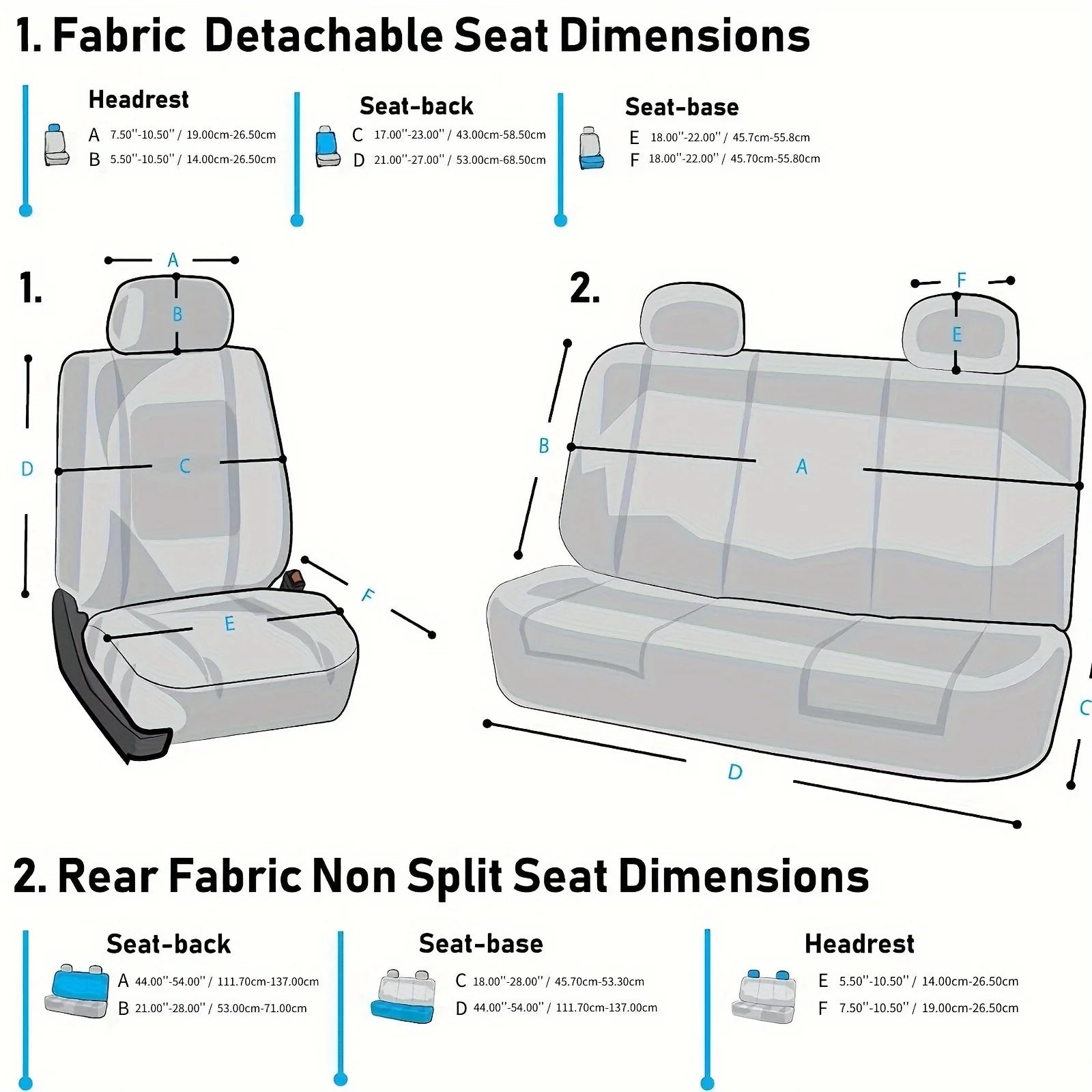 Car Seat Covers Full Set Front Split Rear Bench For Car Universal Cloth SUV Sedan Van Automotive Interior Covers